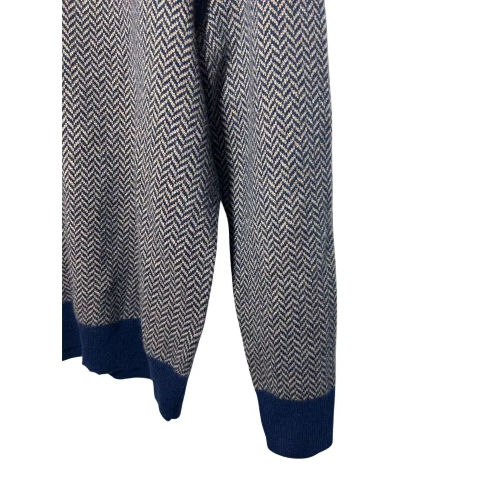 J.Crew Cashmere Sweater Men Medium Herringbone Jacquard Crewneck
